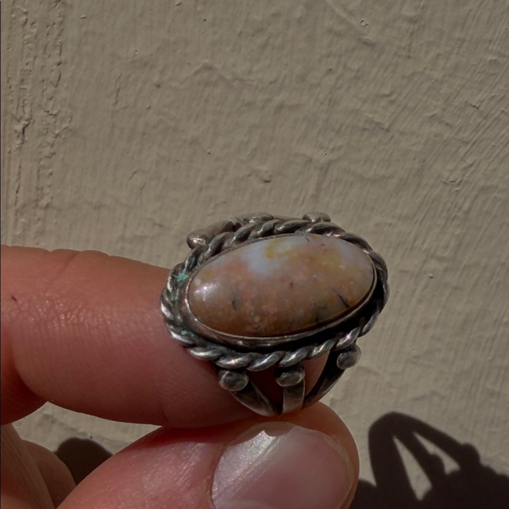 Elegant Silver and Jasper Stone Ring